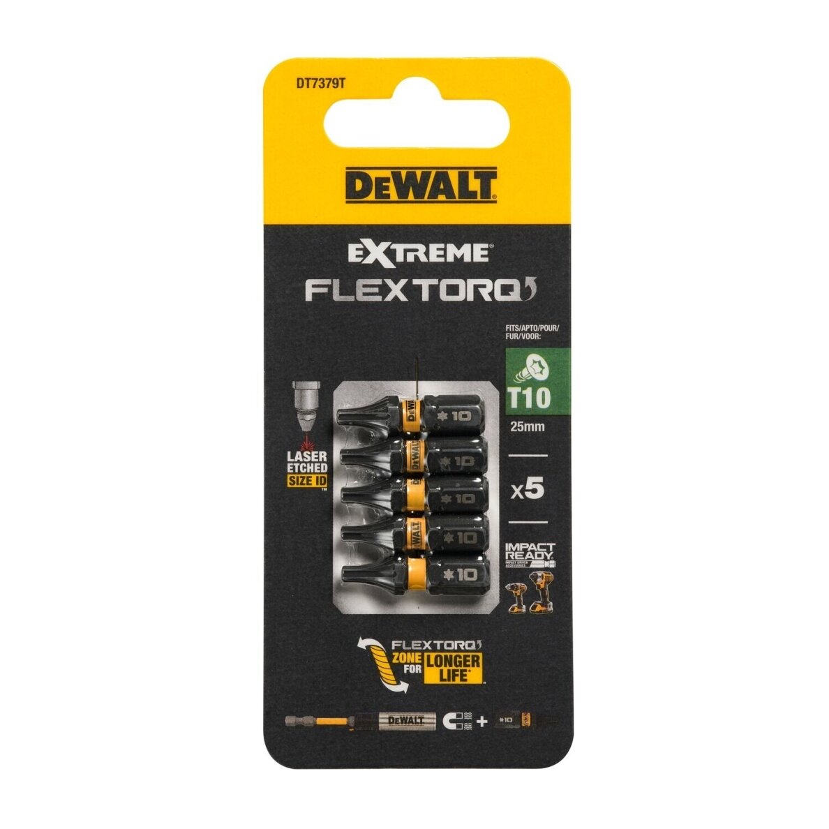 Sukimo antgaliukai FLEXTORQ T10 25 mm, DeWALT, 5 vnt. Sukimo antgaliukai FLEXTORQ T10 25 mm, DeWALT, 5 vnt.
