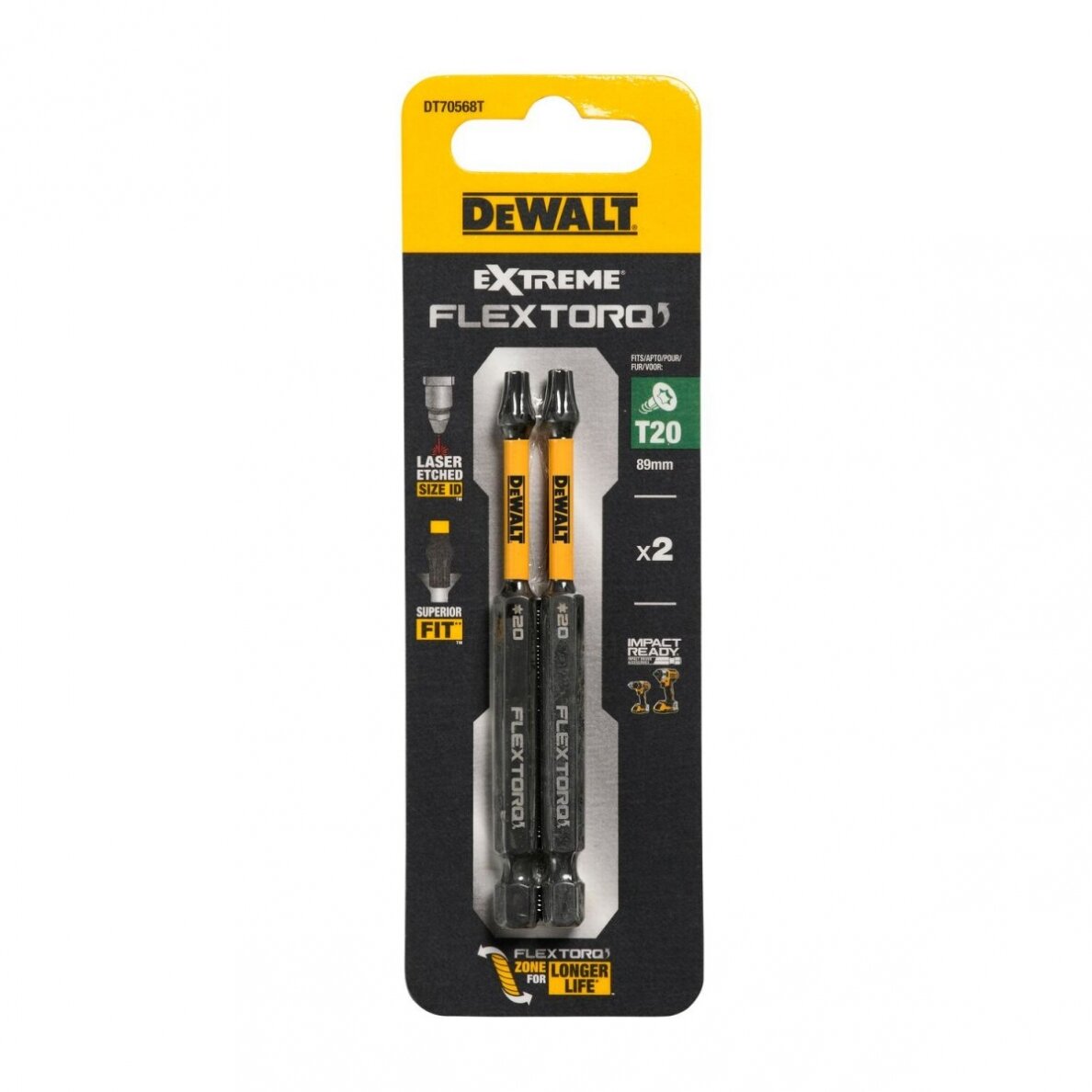 Sukimo antgaliukai FLEXTORQ T20 89 mm, DeWALT, 2 vnt. Sukimo antgaliukai FLEXTORQ T20 89 mm, DeWALT, 2 vnt.