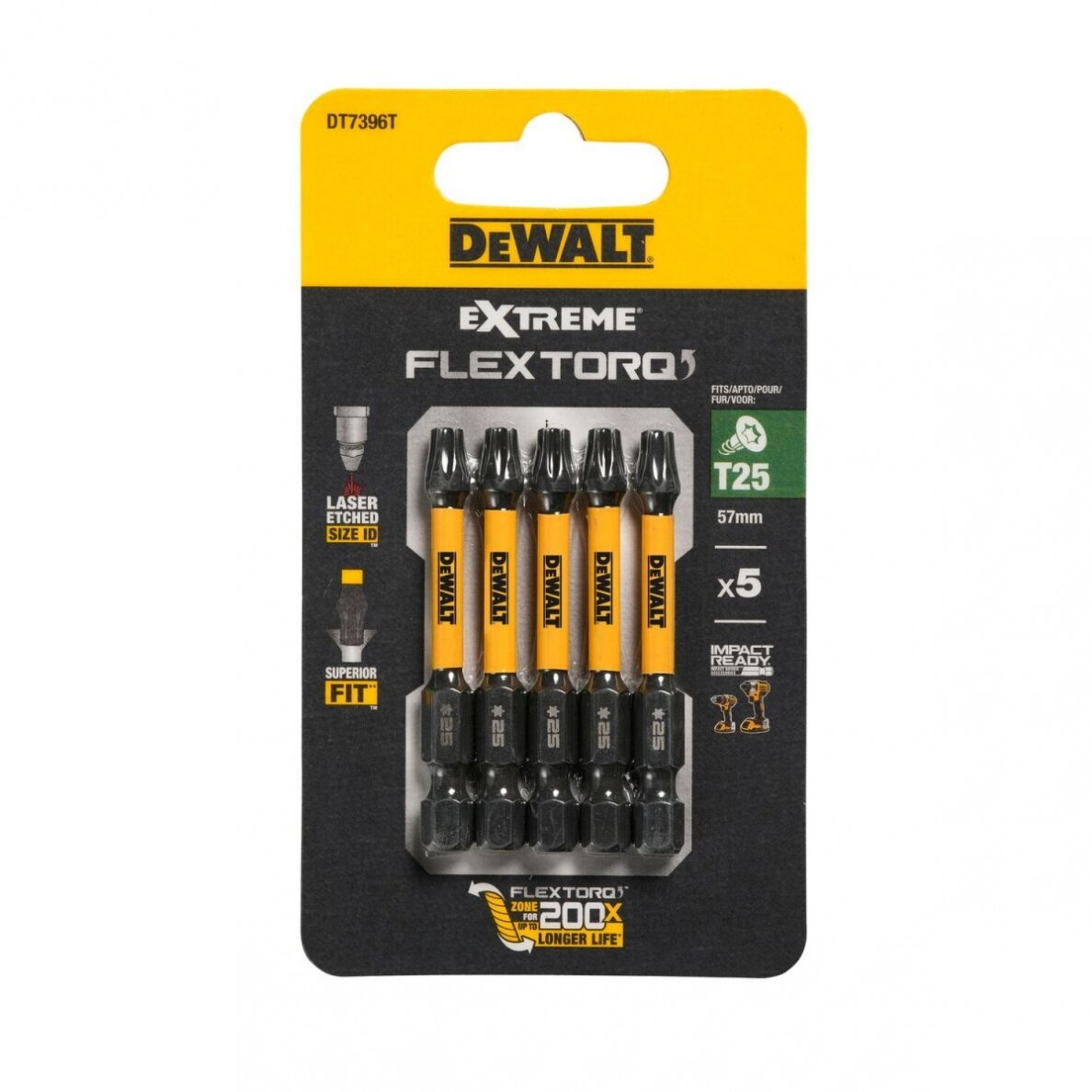 Sukimo antgaliukai FLEXTORQ T25 57 mm, DeWALT, 5 vnt. Sukimo antgaliukai FLEXTORQ T25 57 mm, DeWALT, 5 vnt.