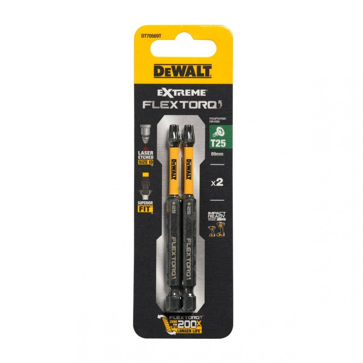 Sukimo antgaliukai FLEXTORQ T25 89 mm, DeWALT, 2 vnt. Sukimo antgaliukai FLEXTORQ T25 89 mm, DeWALT, 2 vnt.