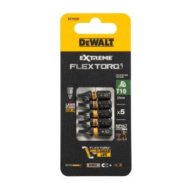 Sukimo antgaliukai FLEXTORQ T10 25 mm, DeWALT, 5 vnt.