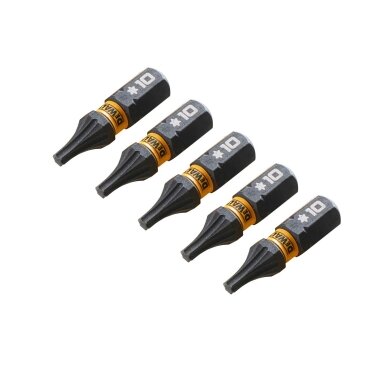 Sukimo antgaliukai FLEXTORQ T10 25 mm, DeWALT, 5 vnt. 3 Sukimo antgaliukai FLEXTORQ T10 25 mm, DeWALT, 5 vnt. 3