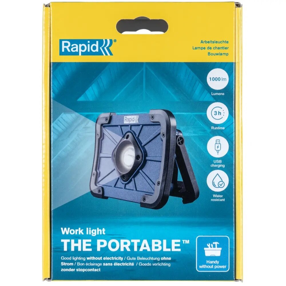 Šviestuvas su integruota ličio jonų baterija THE PORTABLE, 1000 Lm., RAPID 2