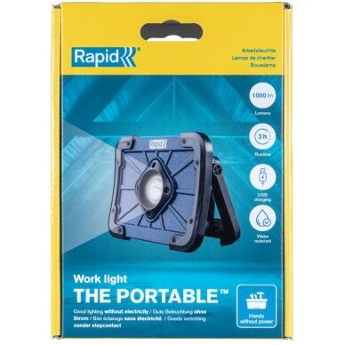 Šviestuvas su integruota ličio jonų baterija THE PORTABLE, 1000 Lm., RAPID 2