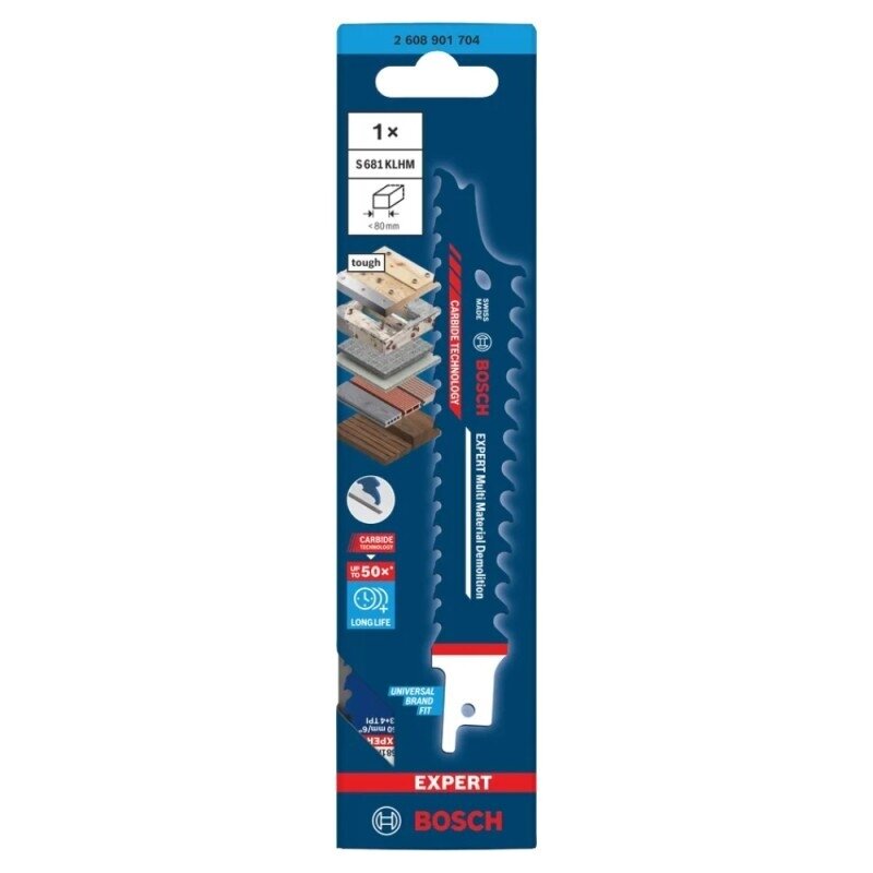 Tiesinio pjūklo geležtė BOSCH EXPERT Multi Material Demolition S681 KLHM 1 Tiesinio pjūklo geležtė BOSCH EXPERT Multi Material Demolition S681 KLHM 1