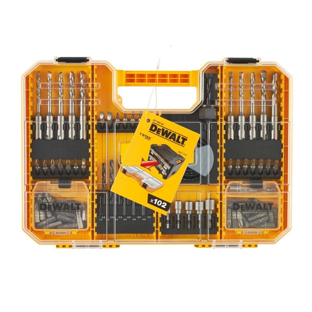 TSTAK antgaliukų-grąžtų komplektas, DeWALT 102 vnt. 1 TSTAK antgaliukų-grąžtų komplektas, DeWALT 102 vnt. 1