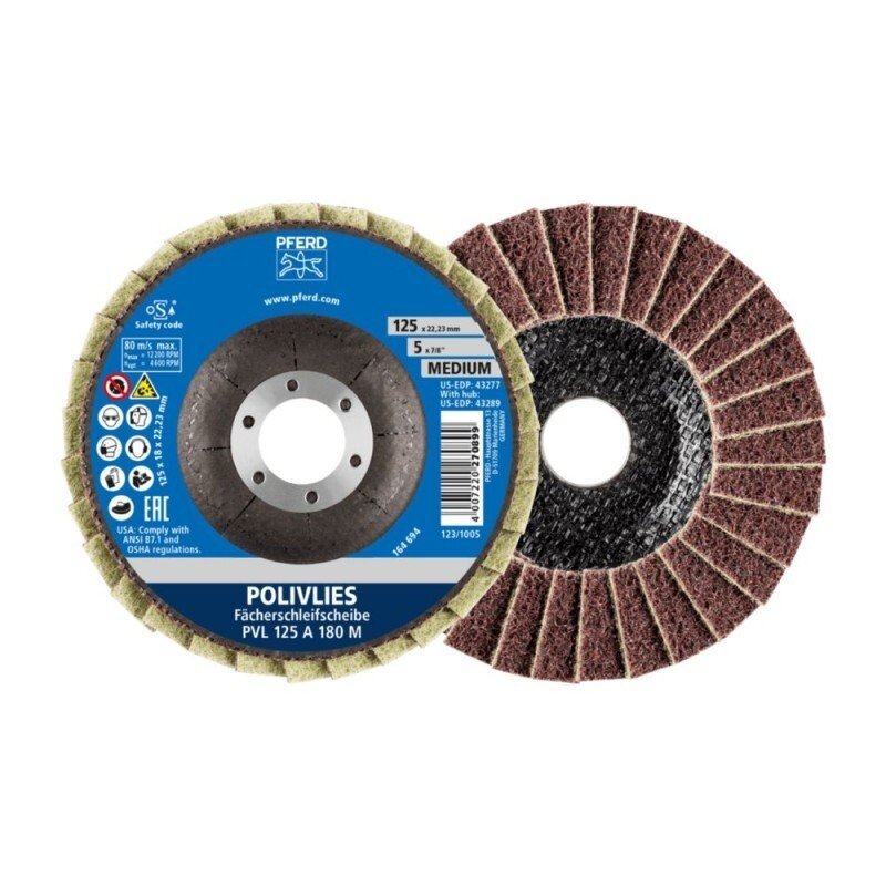 Veltinio šlifavimo diskas PFERD PVL 125 A 180 M Veltinio šlifavimo diskas PFERD PVL 125 A 180 M